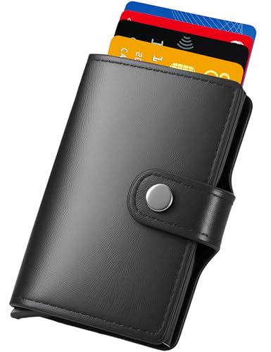 ZGAGFZ RFID-blockierende Brieftasche, RFID-blockierende Pop-Up-Karten-Geldbörse, minimalistische Herren-Geldbörse, 8 Karten, schlanke, kompakte Brieftasche mit Geldklammer und Ausweisfenster, Schwarz ZGAGFZ RFID-blockierende Brieftasche, RFID-blockierende Pop-Up-Karten-Geldbörse, minimalistische Herren-Geldbörse, 8 Karten, schlanke, kompakte Brieftasche mit Geldklammer und Ausweisfenster, Schwarz von ZGAGFZ