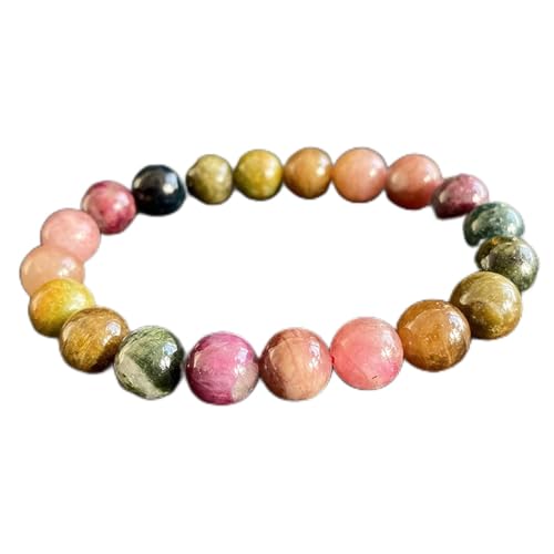 Feng Shui Armband Natural Brasilien tourmaline farbenfrohe Edelstein Runde Perlen Elastisches Armband Yoga Meditation Lucky Spiritual Talisman for Men Women Wealth Geld viel Glück Wohlstand, 9mm Zimt von ZGBQHQN