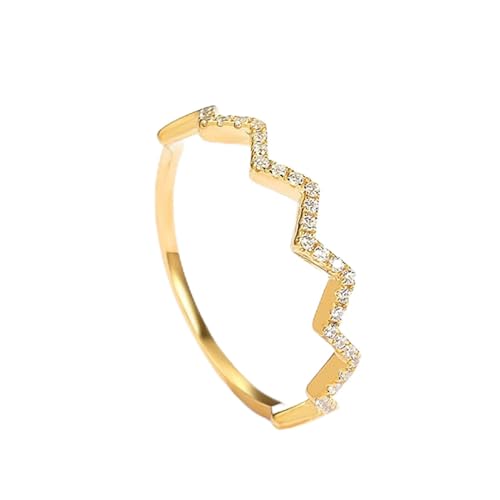 Für Frauen im Stil S925 S925 Sterling Silber Ring Klassiker Gold EKG Schmuck Leuchte Luxus Valentinstag Geburtstagsfeier Geschenk von ZGBQHQN