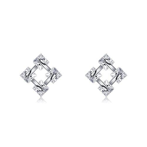 Geometry Square kleine Ohrringe für Frauen rosa kubische Zirkonia -Stift Ohrring handgefertigter Schmuck von ZGBQHQN