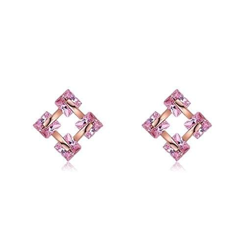 Geometry Square kleine Ohrringe für Frauen rosa kubische Zirkonia -Stift Ohrring handgefertigter Schmuck von ZGBQHQN