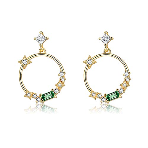Schmuck glänzende Kristall Zirkon Kreiskranz Ohrringe für Frauen Farbohrring von ZGBQHQN