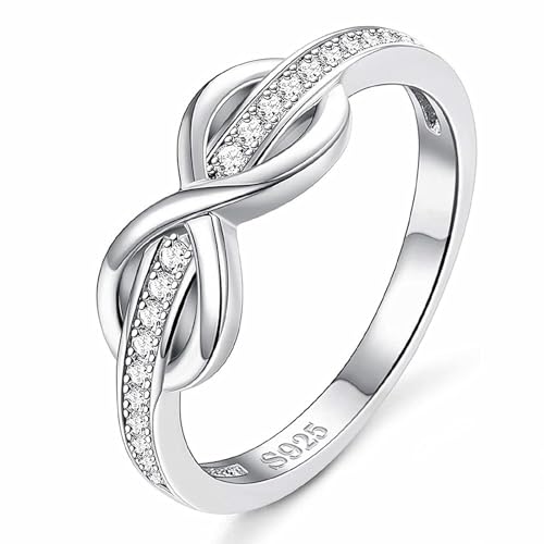 Trumium 925 Sterling Silberringe für Frauen CZ Infinity Symbol Endlos für immer Ewigkeit Eherity Ehering -Ring für Frauen Mädchen von ZGBQHQN