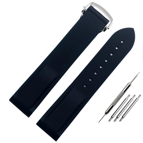ZGBQHQN 20 mm 22 mm gebogene Schnittstelle Gummi -Silikon -Uhrenbänder für Omega Seamaster 300 Speedmaster -Gurtbänder von ZGBQHQN