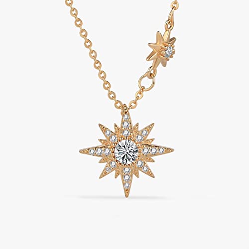 ZGBQHQN 925 Silber Sonnenblume Zirkon Temperament Halskette für Frauen Mode Schmuck Hochzeitsfeier Geburtstagsgeschenk-Rose Gold von ZGBQHQN