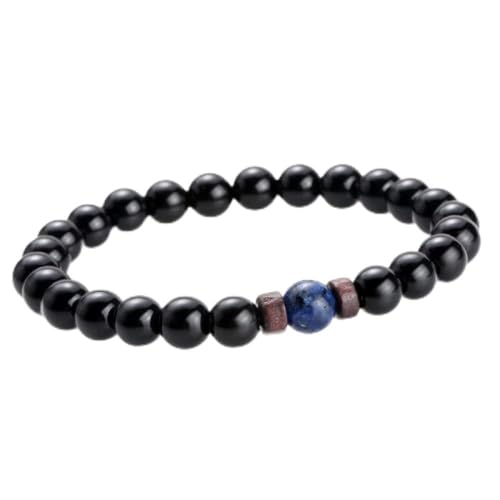 ZGBQHQN Charm Schmuck Edelsteinarmband, Vintage Perlen Armbänder Natural Lapis Lazuli Schwarze Onyx -Perlen Armreifen Elastische Kristallarmband Reiki Kristallschmuck für Männer Frauen von ZGBQHQN