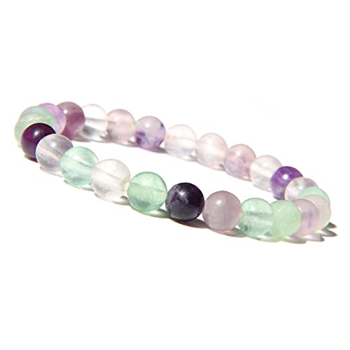 ZGBQHQN Charme Schmuck Perlen Armbänder, Perlenarmbänder natürliche Farbfluoritperlen Armreifen Elastizität Kristallarmband Reiki Kristallschmuck für Männer Frauen von ZGBQHQN