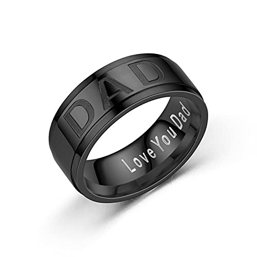 ZGBQHQN Dekorative Ringe von Knbob Herren, 8mm Vater, liebe dich Papa Edelstahl Schwarzer Mann Eherapen von ZGBQHQN