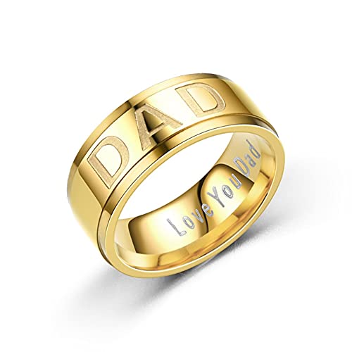 ZGBQHQN Dekorative Ringe von Knbob Herren, 8mm Vater, liebe dich Papa Edelstahl Schwarzer Mann Eherapen von ZGBQHQN