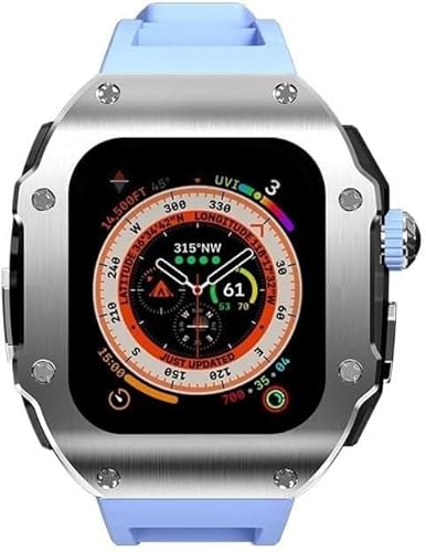ZGBQHQN Edelstahl -Watch -Hülle Gummiband ， für Serie 9 8 7 6 5 4 SE Ersatz ， Männer Watch Case Gurte Clasp Mod Kit ， für Serie 45mm 44mm Zubehör von ZGBQHQN