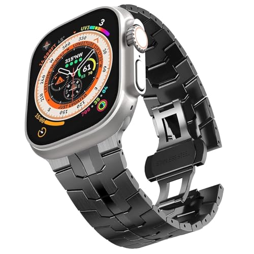 ZGBQHQN Edelstahlband für Ultra 2 Band 49 mm 45 mm 44 mm 42 mm, Metallgurt mit Faltverschluss für Serie 9 8 7 6 5 4 3 2 1 Ultra/Ultra 2 Männer von ZGBQHQN