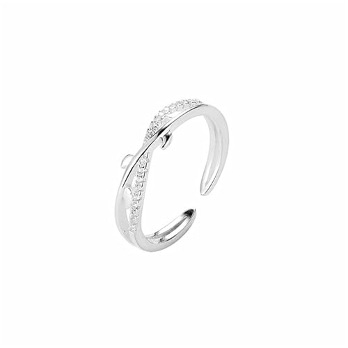 ZGBQHQN Elegante süße Blätter Kreuz doppelte Schicht Ring Frauen Schmuck Einfacher Ring Weihnachten Ins Style Vorschlag Engagement Trendy Schmuck von ZGBQHQN