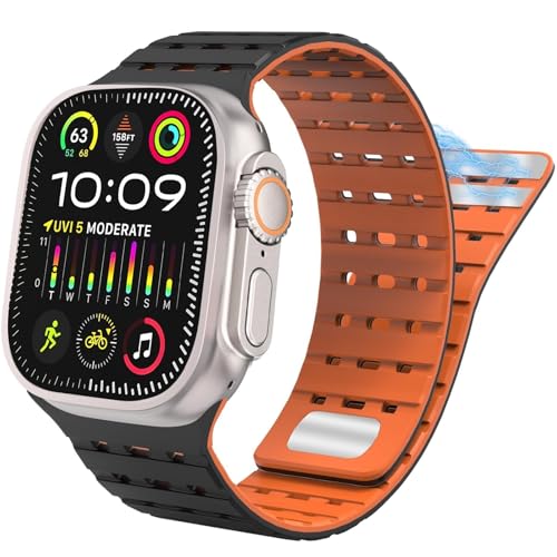 ZGBQHQN Für Band 49mm 45 mm 44 mm 42 mm Bands für Frauen Männer, Sportmagnet -Silikongurt für SE2 & Serie 08.09.06.5/4 Ultra 2/Ultra von ZGBQHQN