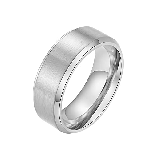 ZGBQHQN KNBOB Gravable Eheringe Männer, Edelstahl 8mm verfilzte Schaltband Männer Versprechen Ring Titanium von ZGBQHQN