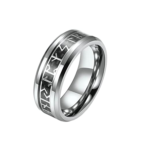 ZGBQHQN KNBOB Gravable Wolframringe für Männer, silberne/schwarze Viking -Kohlefaser Eingelegte abgeschrägte Kanten 8mm Eheringe Engagement Ringe von ZGBQHQN