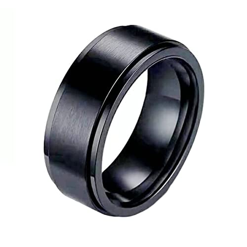 ZGBQHQN Knbob Edelstahl Ehering, 8mm Angst Spinner Ring einfache Band Männer versprechen Ring mit Namen von ZGBQHQN
