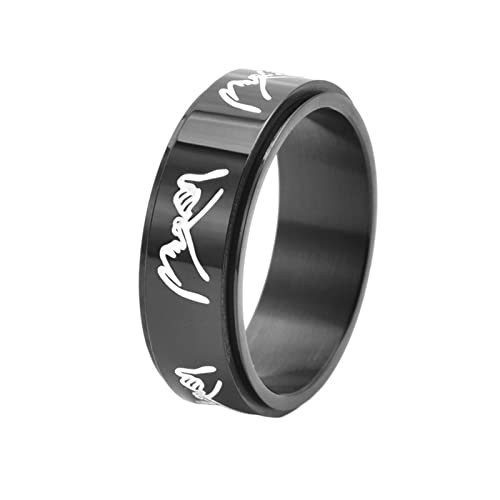 ZGBQHQN Knbob Edelstahl -Gravurringe für Frauen, 8 mm Hand in Hand Spinner Eheringe Verlobungsringe von ZGBQHQN