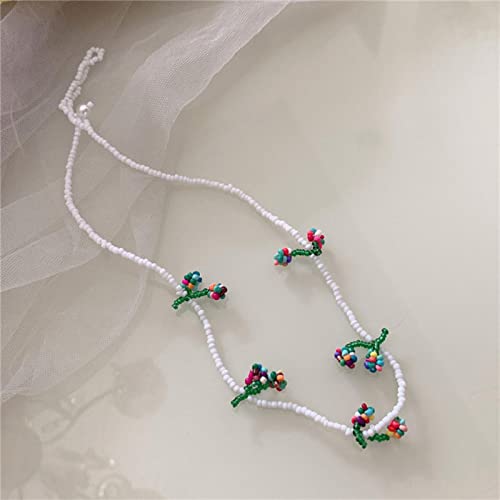 ZGBQHQN Koreanisch handgefertigt gewebte Obstkragen Halskette für Frauen Neuheit Bohemian süßes Perlen Blumen Halshorn Frauen Geschenkschmuck Schmuck von ZGBQHQN