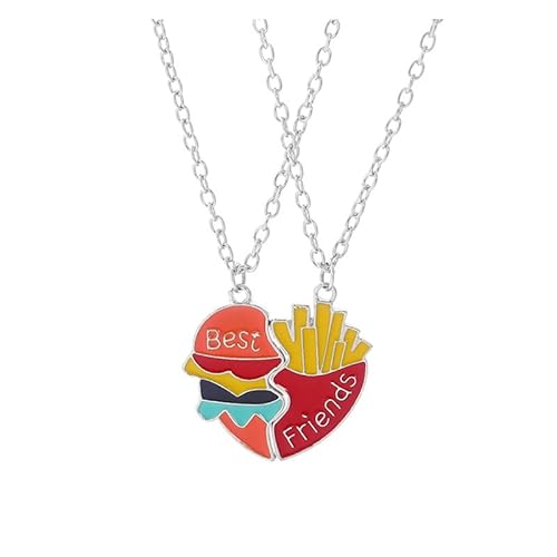 ZGBQHQN Kreative beste Freunde Anhängerkette für Frauen verstellbare Farbe BFF Hamburger Pommes Geometrische Halshökchen -Schmuckzubehör von ZGBQHQN