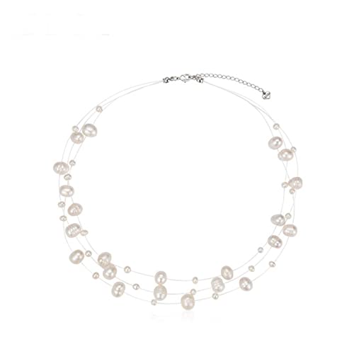 ZGBQHQN Natural Süßwasserperlen Halskette Barock Perlen Schmuck Frauen Party Hochzeit nicht zeigen Stahlzubehör Geschenk von ZGBQHQN
