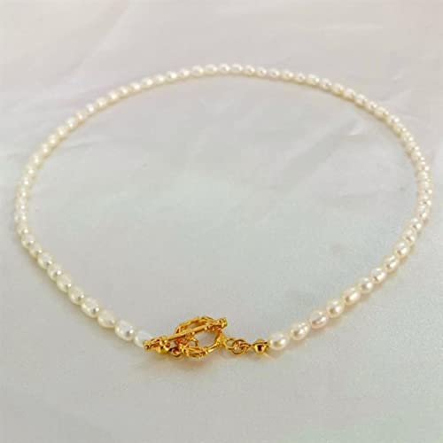 ZGBQHQN Natural Süßwasserperlen Halskette Halskette Formpearlschmuck für Frauen Hochzeit Herz Zunge Verschluss Party Geschenk von ZGBQHQN