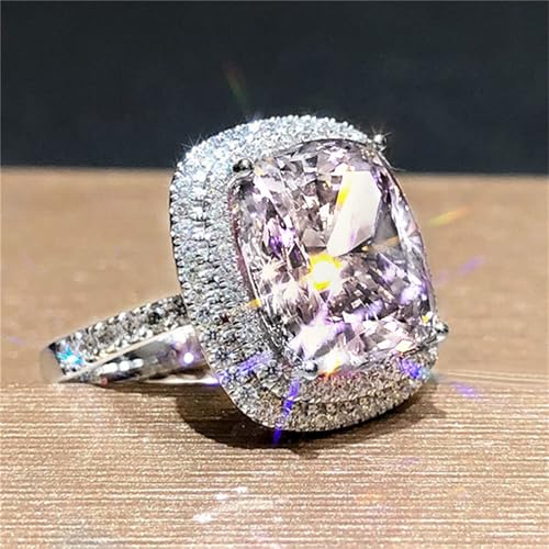 ZGBQHQN Rosa gelb weißer Quadrat CZ Ehering für Frauen elegante geometrische Verlobungsring Schmuck Geschenk Trendy einzigartige Ringe von ZGBQHQN