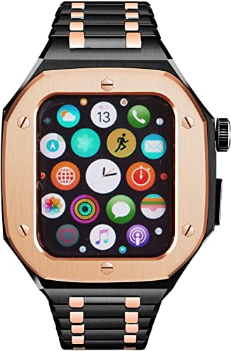 ZGBQHQN Stoßstangenkoffer -Watchband aus Edelstahl ， für 8 7 6 5 4 Se 45mm 44 mm, Men Mod Kit integriertes Armband Stoßdämpfer -Gurt & Gehäuse von ZGBQHQN