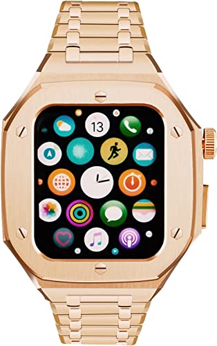 ZGBQHQN Stoßstangenkoffer -Watchband aus Edelstahl ， für 8 7 6 5 4 Se 45mm 44 mm, Men Mod Kit integriertes Armband Stoßdämpfer -Gurt & Gehäuse von ZGBQHQN