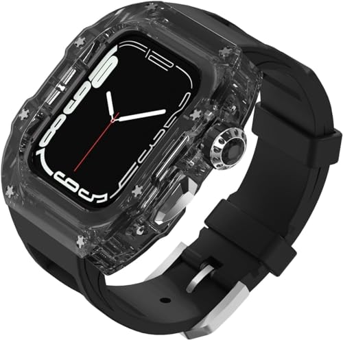ZGBQHQN Transparent Watch Case Gummiband -Mod -Mod -Kit , für 44 mm 45 mm , Clear Watch Case Sport atmungsaktives Riemen , für die Serie 8/7/6/5/4/SE Ersatzzubehör ZGBQHQN Transparent Watch Case Gummiband -Mod -Mod -Kit , für 44 mm 45 mm , Clear Watch Case Sport atmungsaktives Riemen , für die Serie 8/7/6/5/4/SE Ersatzzubehör von ZGBQHQN