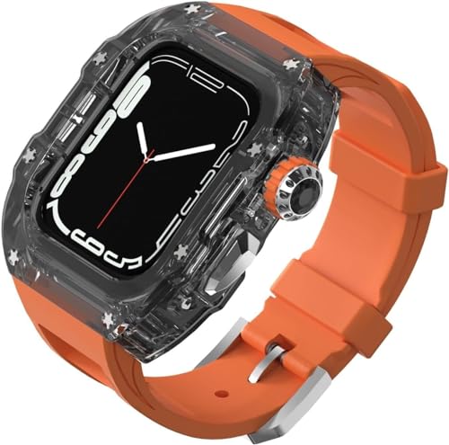 ZGBQHQN Transparent Watch Case Gummiband -Mod -Mod -Kit ， für 44 mm 45 mm ， Clear Watch Case Sport atmungsaktives Riemen ， für die Serie 8/7/6/5/4/SE Ersatzzubehör von ZGBQHQN