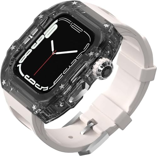 ZGBQHQN Transparent Watch Case Gummiband -Mod -Mod -Kit , für 44 mm 45 mm , Clear Watch Case Sport atmungsaktives Riemen , für die Serie 8/7/6/5/4/SE Ersatzzubehör ZGBQHQN Transparent Watch Case Gummiband -Mod -Mod -Kit , für 44 mm 45 mm , Clear Watch Case Sport atmungsaktives Riemen , für die Serie 8/7/6/5/4/SE Ersatzzubehör von ZGBQHQN