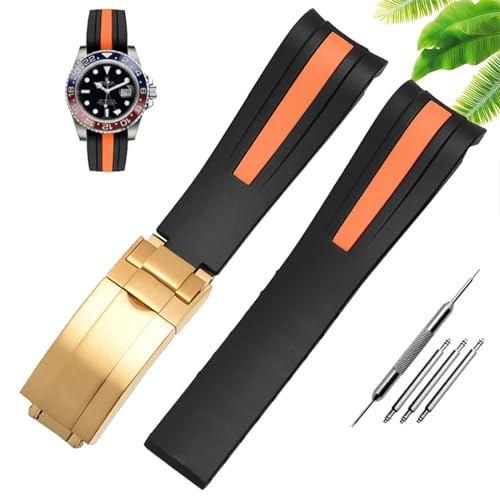 ZGBQHQN Wasserdichtes Gummi -Silikon -Uhrband für Männer für 20 mm 22 mm Faltschnalle -Uhrzubehör für Männer fit von ZGBQHQN