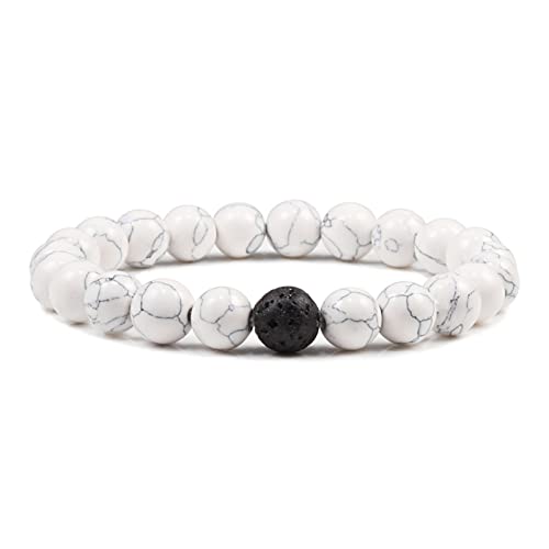 ZGBQHQN schwarzes Lava -Steinstein -Armband Paare Entfernung Onyx Perlen Armbänder für Frauen Männer Energie elastisches Handgelenk von ZGBQHQN