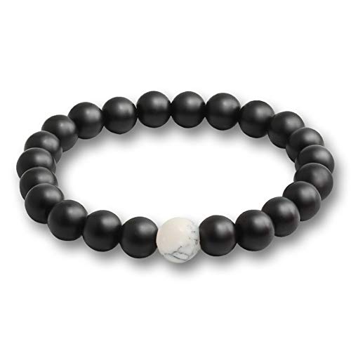 ZGBQHQN schwarzes Lava -Steinstein -Armband Paare Entfernung Onyx Perlen Armbänder für Frauen Männer Energie elastisches Handgelenk von ZGBQHQN