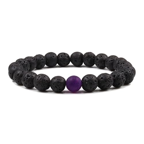 ZGBQHQN schwarzes Lava -Steinstein -Armband Paare Entfernung Onyx Perlen Armbänder für Frauen Männer Energie elastisches Handgelenk von ZGBQHQN