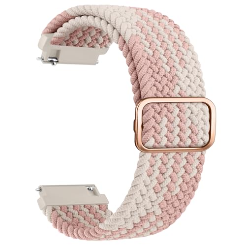 ZGCE 20mm Uhrenarmband Gewebtes Nylon Uhrenarmbänder, Mit Verstellbarer Metallschnalle, Schnellverschluss Sport Ersatzarmband 20mm Armband für Damen und Herren, Rosa Sternenlicht von ZGCE