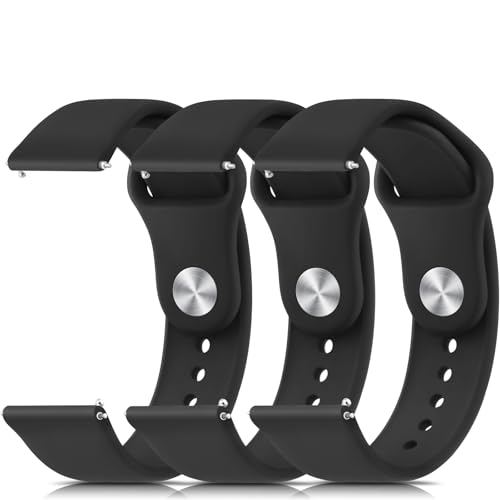 ZGCE 3 Stück Silikon Uhrenarmbänder 20mm 22mm, Schnell Lösbare Wasserdichte Weiche Armband, Uhren Zubehör Armbänder Sport Ersatzarmband für Damen Herren von ZGCE
