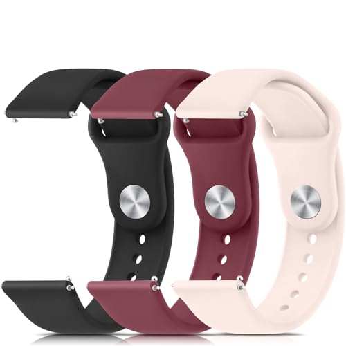 ZGCE 3 Stück Silikon Uhrenarmbänder 20mm 22mm, Schnell Lösbare Wasserdichte Weiche Armband, Uhren Zubehör Armbänder Sport Ersatzarmband für Damen Herren von ZGCE