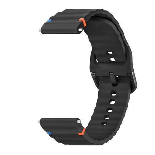 ZGCE Uhrenarmband 22mm 20mm, Silikon Uhrenarmbänder für Damen Herren, Atmungsaktives Wasserdichtes Wellenförmiges Armband, Ersatzarmband mit Schnellverschluss, (20mm Schwarz) von ZGCE