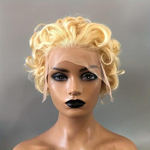 6 Zoll blonde kurze lockige Lace Front Perücken aus Echthaar, 13 x 1 Spitze Pixie Schnitt kurze lockige Echthaar Perücke, for schwarze Frauen, tägliche Party Cosplay Nutzung. 6 Zoll blonde kurze lockige Lace Front Perücken aus Echthaar, 13 x 1 Spitze Pixie Schnitt kurze lockige Echthaar Perücke, for schwarze Frauen, tägliche Party Cosplay Nutzung. von ZGCNDS