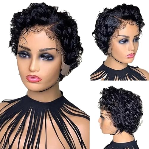 Kurze Pixie-Schnitt 6 Zoll kurze lockige Pixie Perücke, 13 x 4 x 1 HD-transparente Spitzenperücke, Echthaar-Perücke, hitzebeständige Perücke, for Frauen tägliche Verwendung auf Partys Cosplay. Kurze Pixie-Schnitt 6 Zoll kurze lockige Pixie Perücke, 13 x 4 x 1 HD-transparente Spitzenperücke, Echthaar-Perücke, hitzebeständige Perücke, for Frauen tägliche Verwendung auf Partys Cosplay. von ZGCNDS