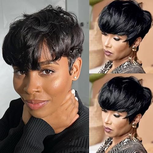 Kurze lockige Afro Perücken für Frauen, schwarz verworren lockig, 6 Zoll kurze Locken, Pixie Perücke, Pixie Schnitt Perücke Echthaar schwarze Farbe, for den täglichen Gebrauch auf Partys, Cosplay. Kurze lockige Afro Perücken für Frauen, schwarz verworren lockig, 6 Zoll kurze Locken, Pixie Perücke, Pixie Schnitt Perücke Echthaar schwarze Farbe, for den täglichen Gebrauch auf Partys, Cosplay. von ZGCNDS