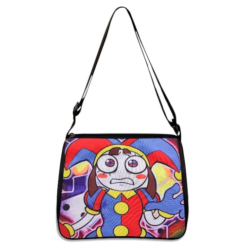 Der Erstaunliche Digitale Zirkus Umhängetasche Cartoon Anime Umhängetasche Crossbody Schultertaschen Messenger Bag Crossbody Tasche Druck School Hand Bags Schulranzen für Kinder von ZGCXRTO