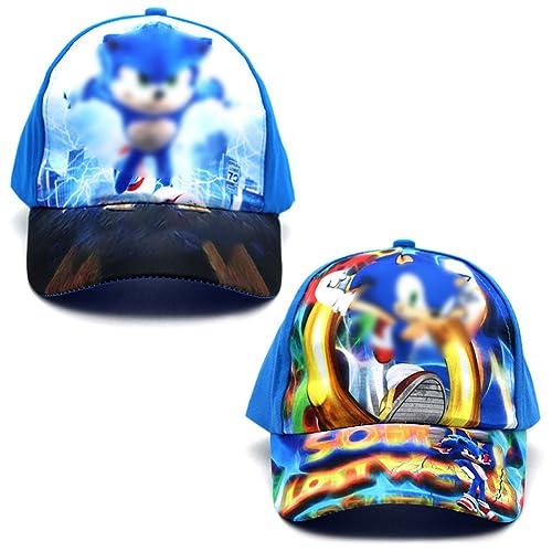 Schall Baseball Cap 2 Stück Hedgehog Baseballmütze Kinder Verstellbare Baseball mütze Sonnenhut Cartoon Mode Sportmütze Igel Baseballmütze Kids Teens Anime Fan Baseballmützen Blau von ZGCXRTO