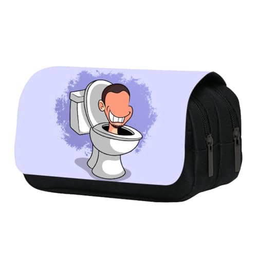 Toilet Federmäppchen ,Toilet Canvas Federmäppchen,Toilet Flip Cover Stiftemäppchen,Tragbares Federmäppchen,Toilet Doppellagiges Federtasche mit Reißverschluss für Mädchen Jungen Teen School Toilet von ZGCXRTO