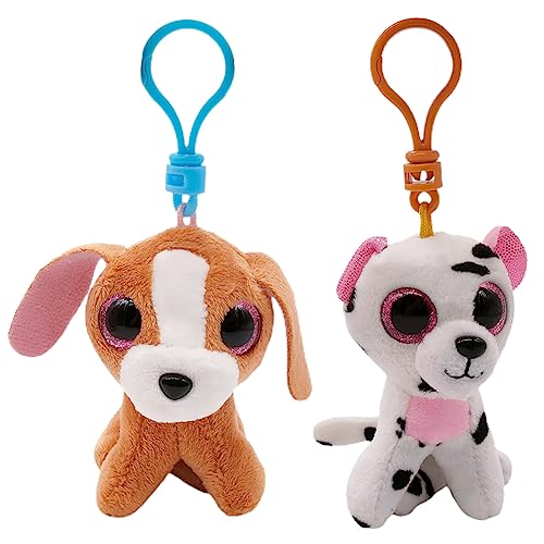 ZGCXRTO 2 Stück Mini Plüsch Hunde Schlüsselanhänger, Plüsch-Stofftier Mit Schlüsselanhänger, Plüsch Hunde Schlüsselanhänger, Mini Stofftiere für Kinder Goodie Tasche Füllstoffe Karneval von ZGCXRTO