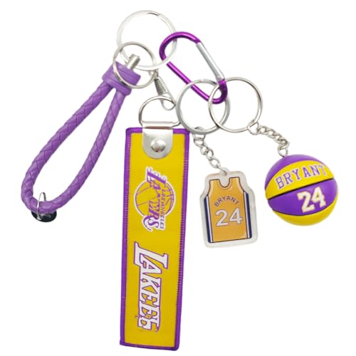 ZGCXRTO 3D Basketball Schlüsselanhänger,Gelber Number 24 Basketball Hemd-Schlüsselanhänger,Geschenk Basketball Keychain Einzigartige Design SchlüSselanhäNger Zubehör für Unisex von ZGCXRTO