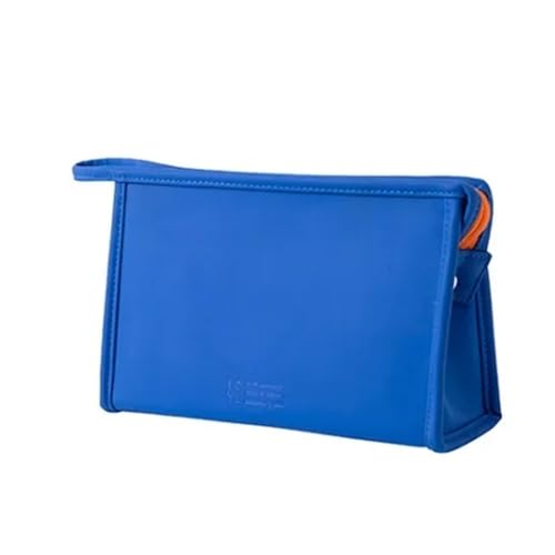 1Pcs Kosmetische Lagerung Taschen Make-Up Tasche Zipper Reise Veranstalter Make-Up Tasche wasserdichte Kulturbeutel Candy Farbe PU Frauen Hohe kapazität für Kosmetik(Blue M) von ZGCrumphant