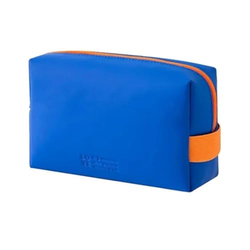 1Pcs Kosmetische Lagerung Taschen Make-Up Tasche Zipper Reise Veranstalter Make-Up Tasche wasserdichte Kulturbeutel Candy Farbe PU Frauen Hohe kapazität für Kosmetik(Blue S) von ZGCrumphant