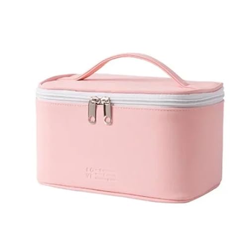 1Pcs Kosmetische Lagerung Taschen Make-Up Tasche Zipper Reise Veranstalter Make-Up Tasche wasserdichte Kulturbeutel Candy Farbe PU Frauen Hohe kapazität für Kosmetik(Pink L) von ZGCrumphant